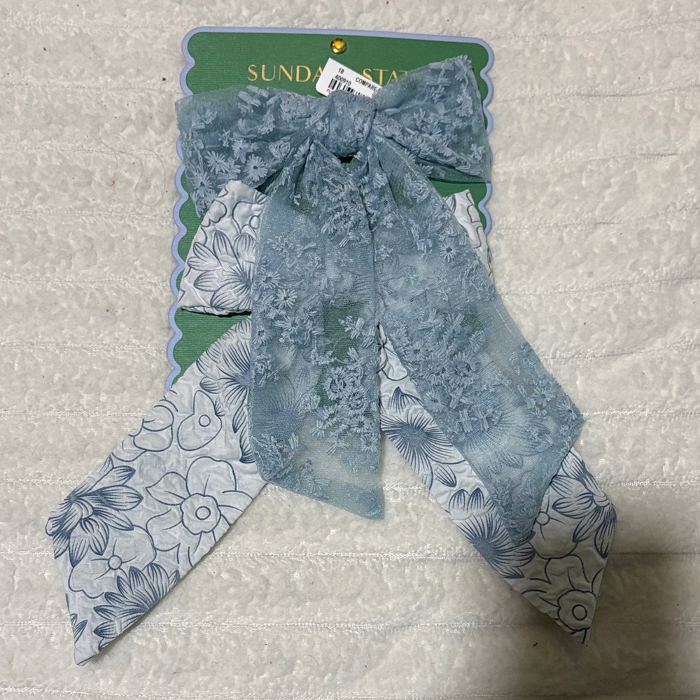 Blue Lace Hair Bow